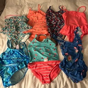 Lot of 7 Gap, Old Navy, Cat and Jack Girls Bathing Suits Size Small 6